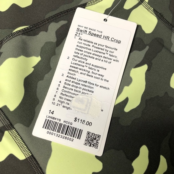 NWT Lululemon Swift Speed HR Crop 21” 14 - Picture 5 of 6